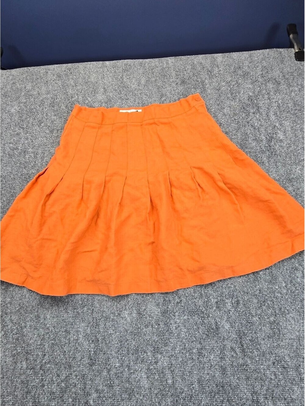 Stanley Blacker Linen Skirt Womens 14 Orange Pleated A-Line 100% Linen